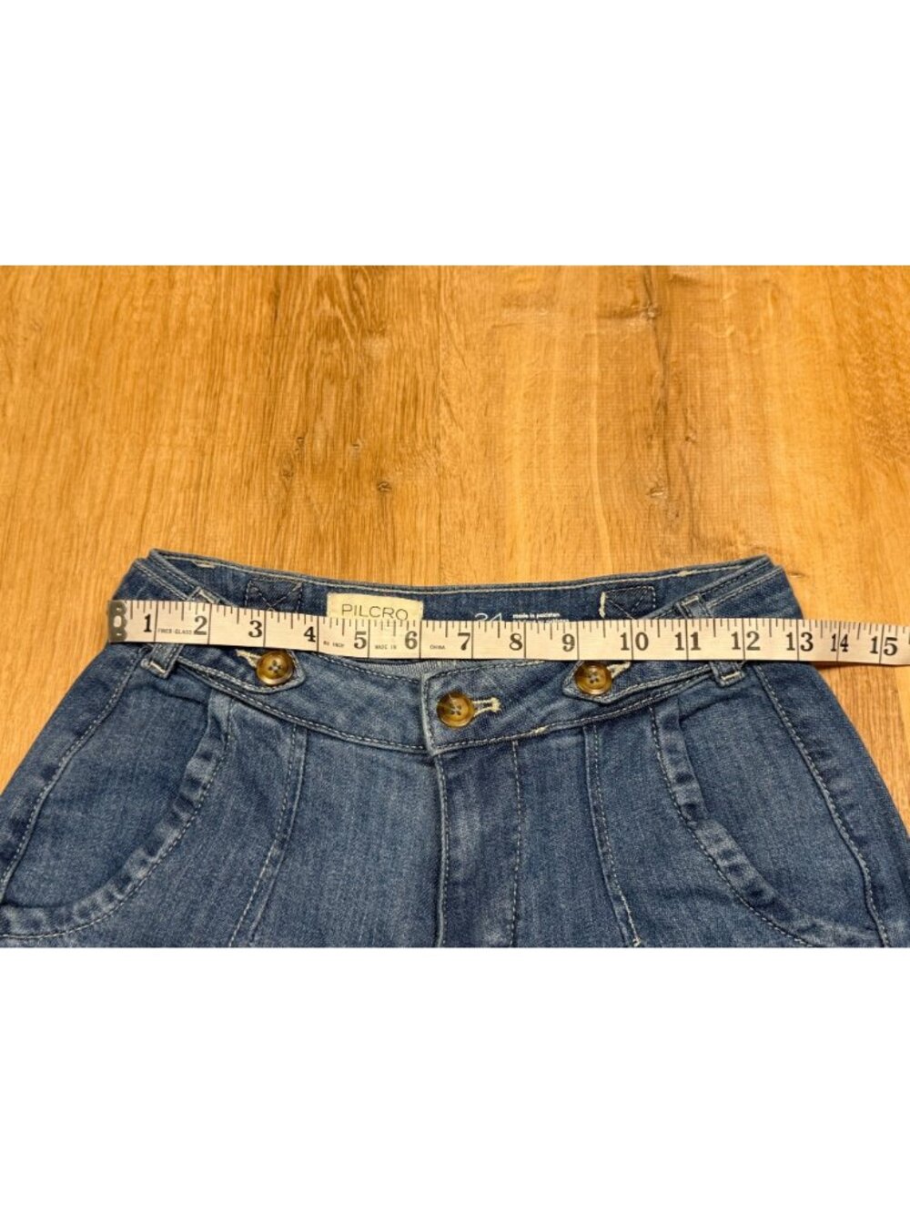Pilcro Tower Flare Jeans Size 24 Mid-Rise Wide Leg Blue Denim Anthropologie - Picture 8 of 10